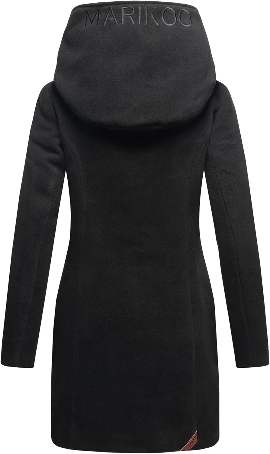 MARIKOO Damen Mantel Trenchcoat Wintermantel Übergangs Jacke Parka Lang B819 XS Schwarz, XS Schwarz