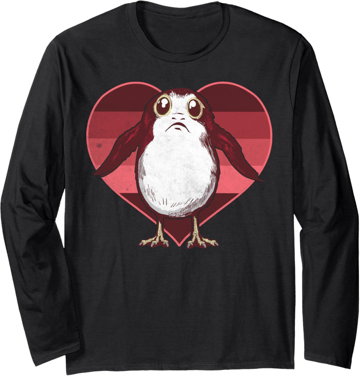 Star Wars The Last Jedi Porg Striped Heart Portrait Langarmshirt