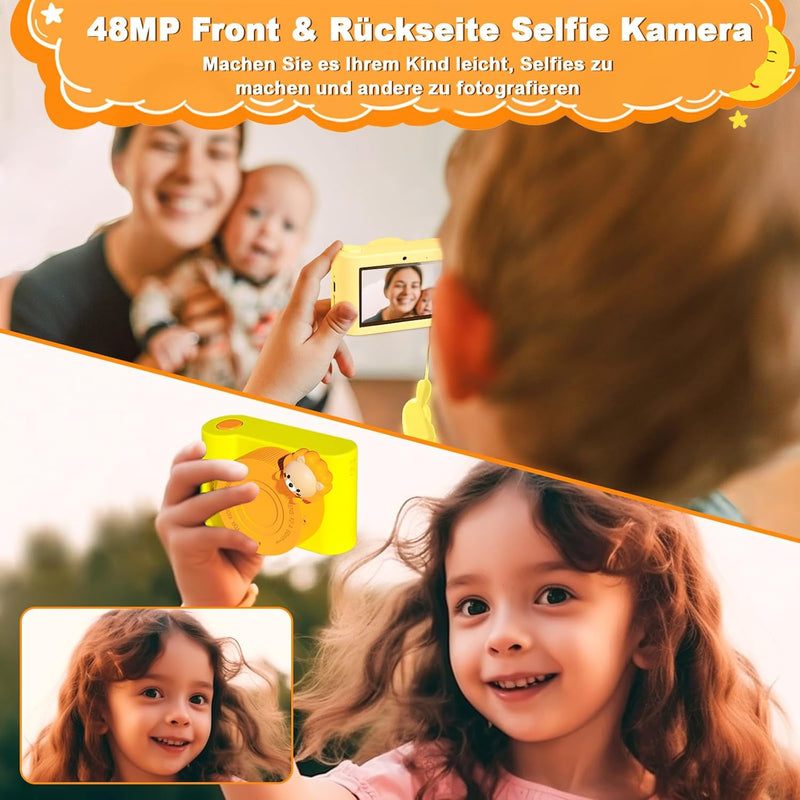 Kinderkamera, 3,0 Zoll Touchscreen Kinder Kamera, 48MP 1080P Digitalkamera Kinder, WiFi & USB fotoap