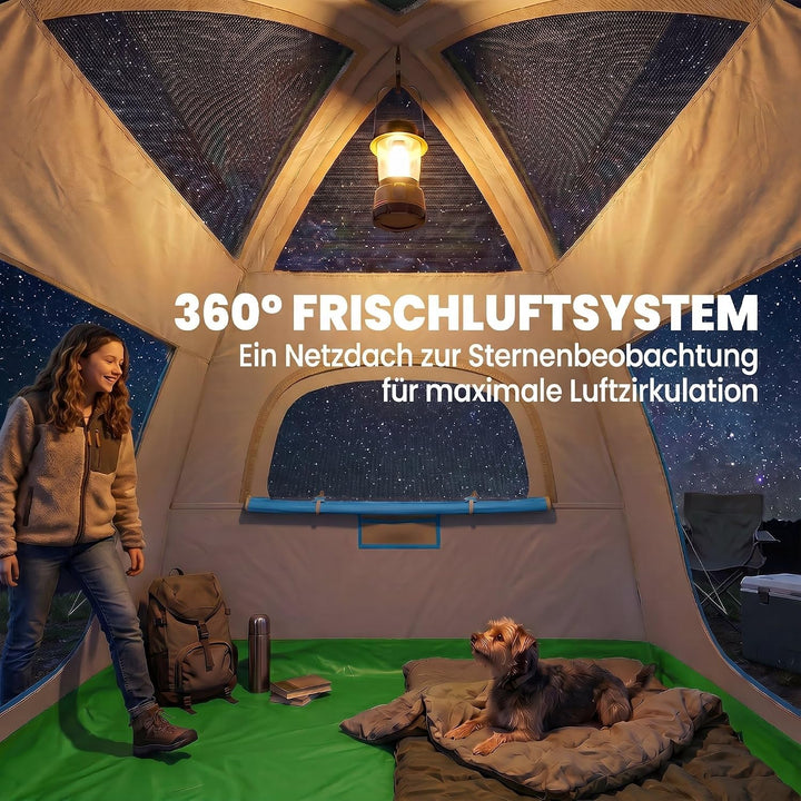 Outsunny Aufblasbares Zelt 3 Personen Schneller Aufbau Outdoor Camping Zelt mit Luftpumpe Meshfenste