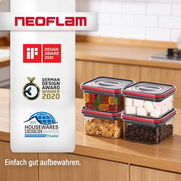 Neoflam® Vorratsdosen mit Deckel Luftdicht, Vorratsorganizer 4er Set BPA-frei, Vorratsbehälter mit E