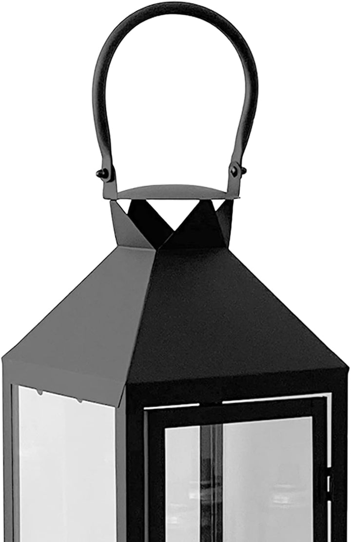 XXL Luxus Gartenlaterne aus Metall Windlicht Laterne Glas H54 cm schwarz