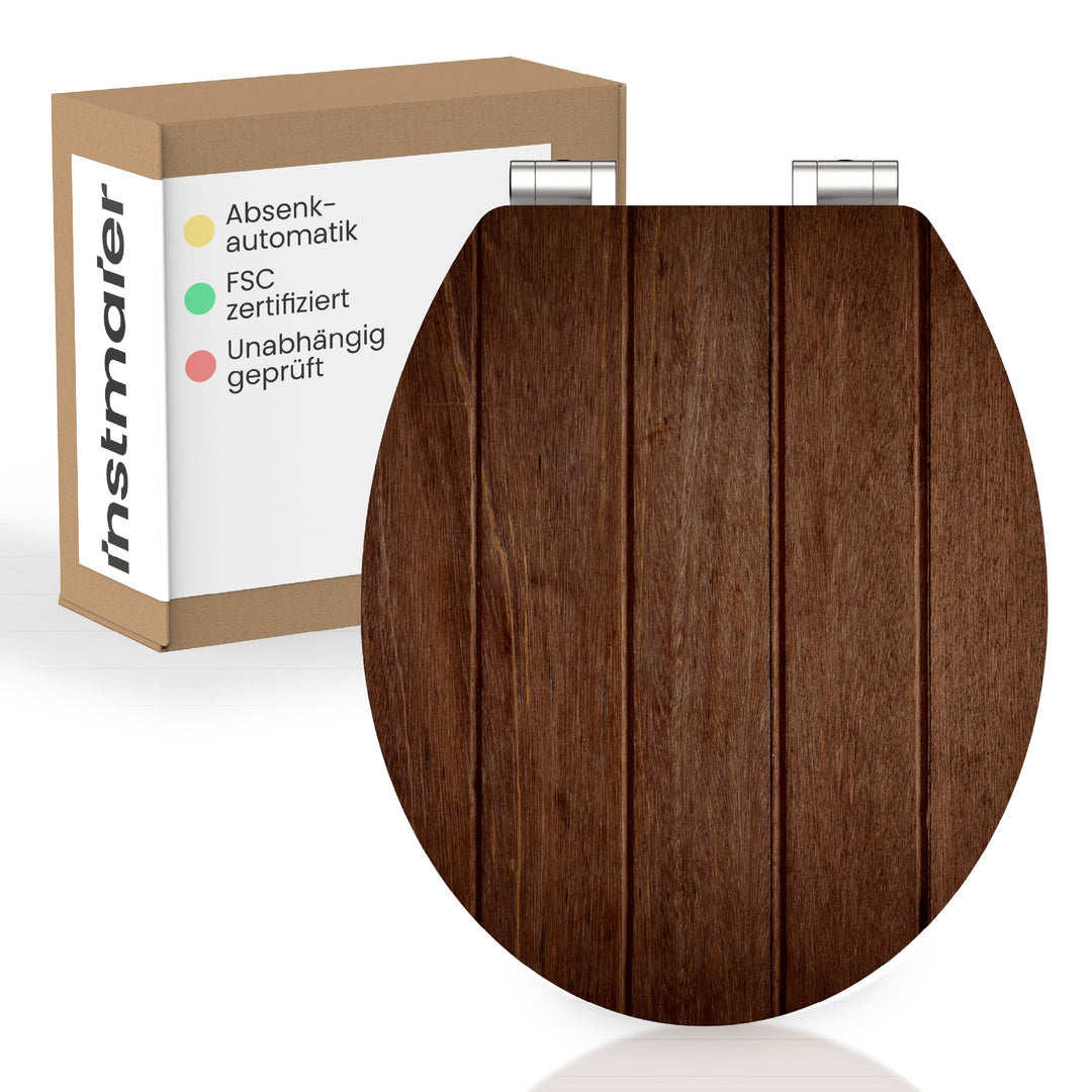 instmaier Gaia | WC Sitz mit Motiv | Dunkles Holz | MDF-Holz geprüft nachhaltig mit FSC-Zertifizieru