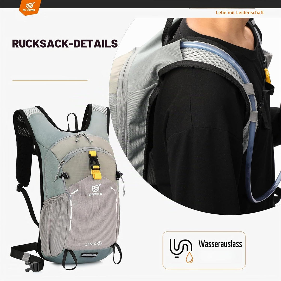 SKYSPER Wanderrucksack 15L Rucksack Herren Klein Tagesrucksack Leichter Trekkingrucksack für Wandern