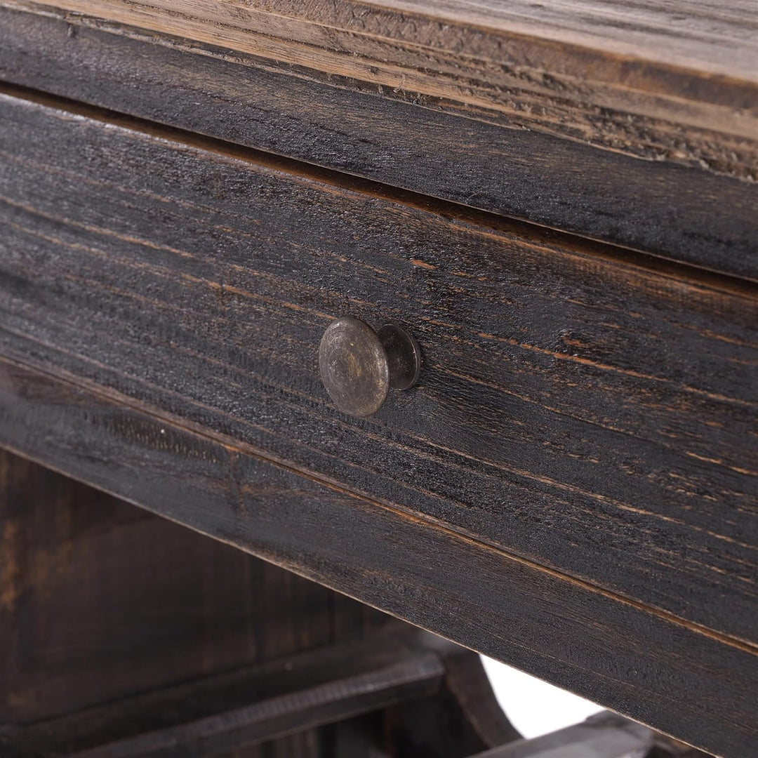 DESIGN DELIGHTS MASSIVHOLZ WEINREGAL Napoleon | 85x55cm(HxB), nostalgisches Flaschenregal mit Schubl
