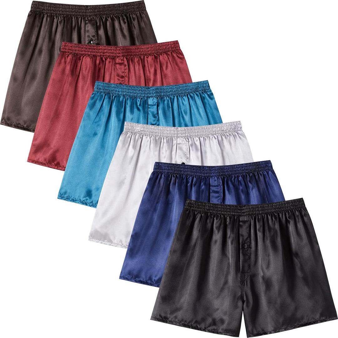 JupiterSecret Herren Satin Boxershorts Pack Unterwäsche, Silk Feeling Schlafshorts mit elastischem B