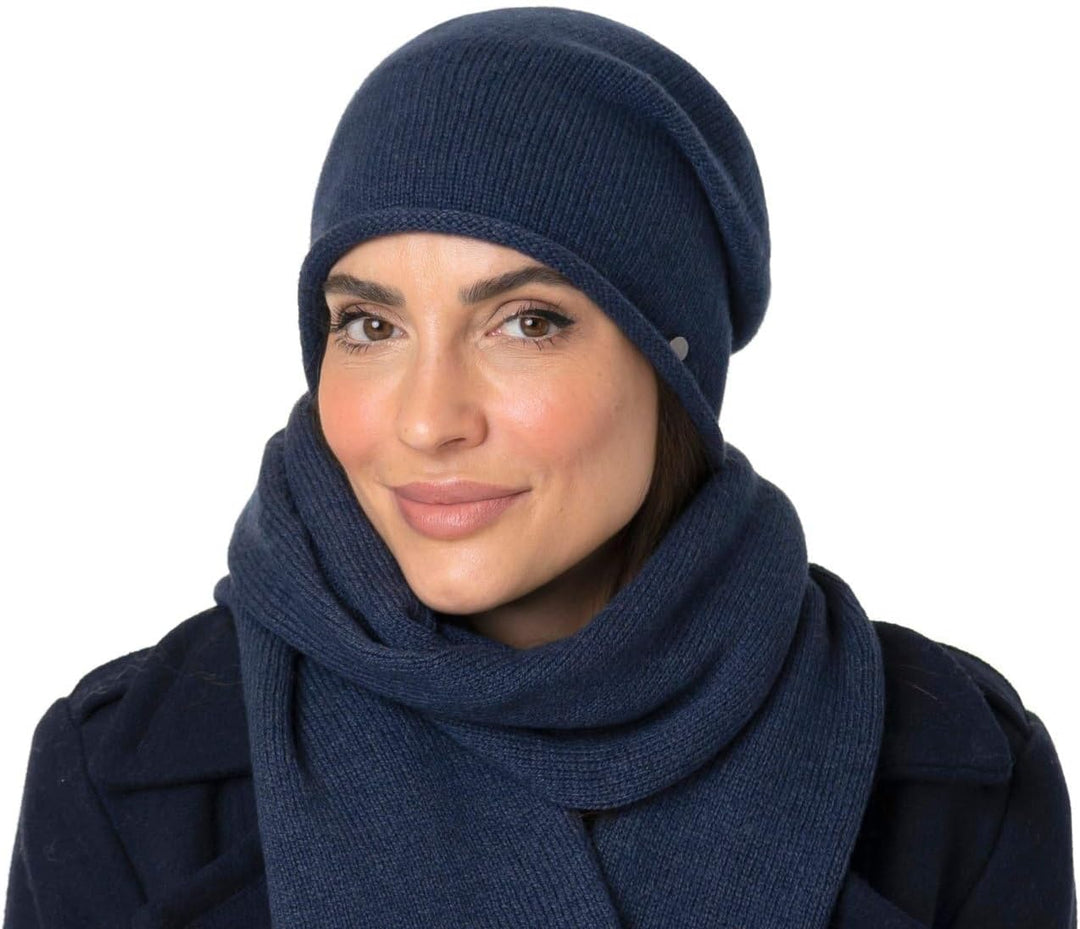 LIERYS Merino Kaschmir Beanie Damen/Herren (Länge: 26 cm) - Oversize-Mütze mit Merinowolle und Kasch