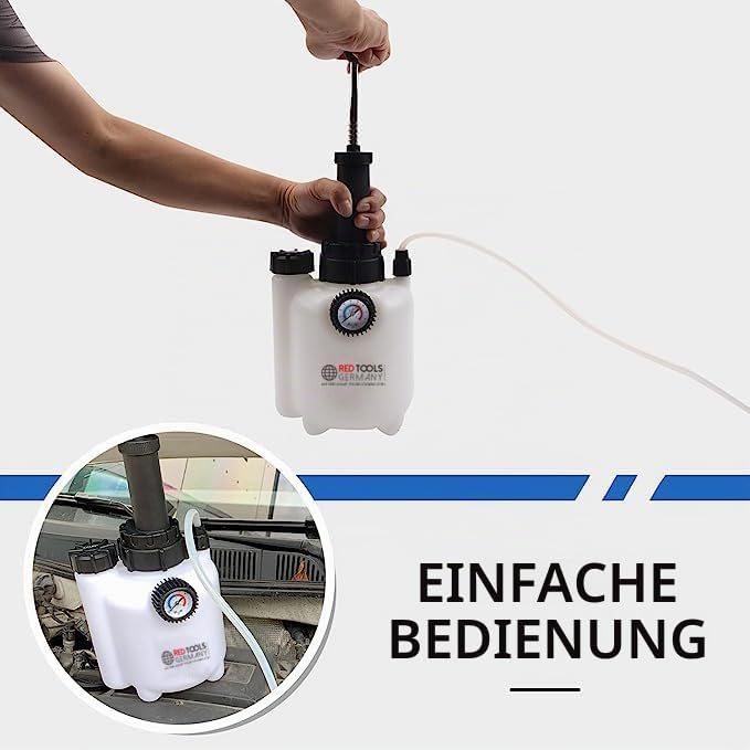 Red Tools 3L Bremsen Entlüftungsgerät - Bremsenentlüfter - Bremsflüssigkeit wechseln leicht gemacht