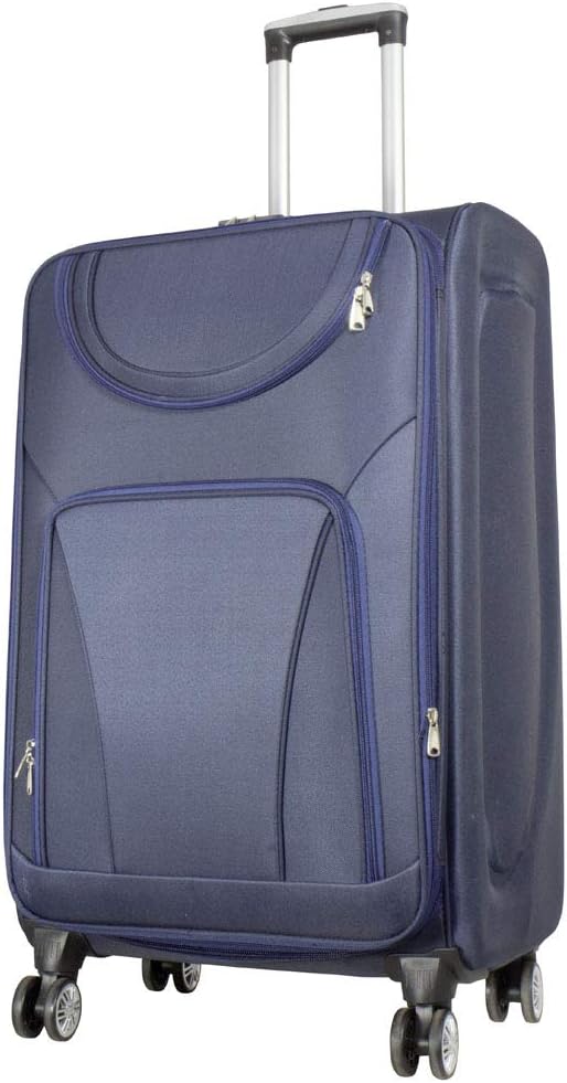 Trendyshop365 Weichgepäck grosser Reisekoffer Maribor 78cm 99 Liter 4 Rollen Zahlenschloss Blau Reis