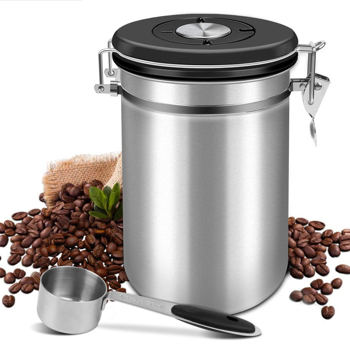 Shayson Kaffeedose 1kg Bohnen Kaffeedose Luftdicht 2800ml mit Löffel und Kalenderrad, Edelstahl Kaff