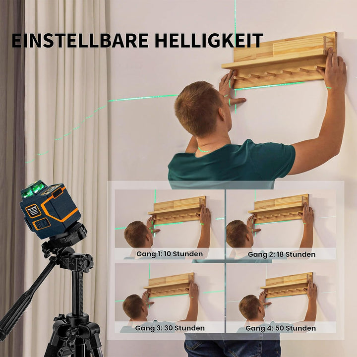 CIGMAN Kreuzlinienlaser Grün 2 x 360 Grad Laser Nivellierlaser mit wiederaufladbarer Lithiumbatterie