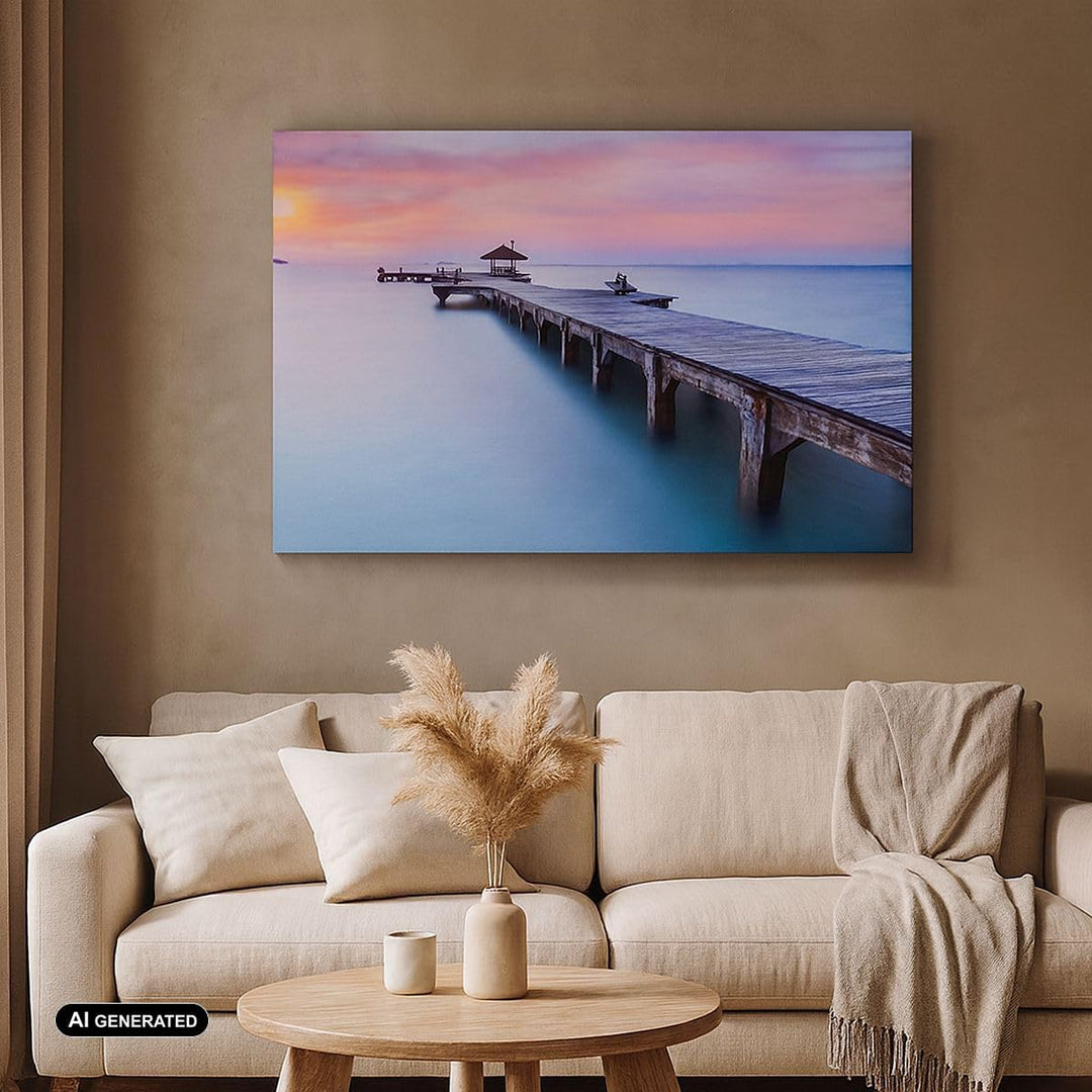 Bilder auf Leinwand 100x70cm Leinwandbild Strand Wasser Meer Urlaub Gross Wanddeko Bild Schlafzimmer