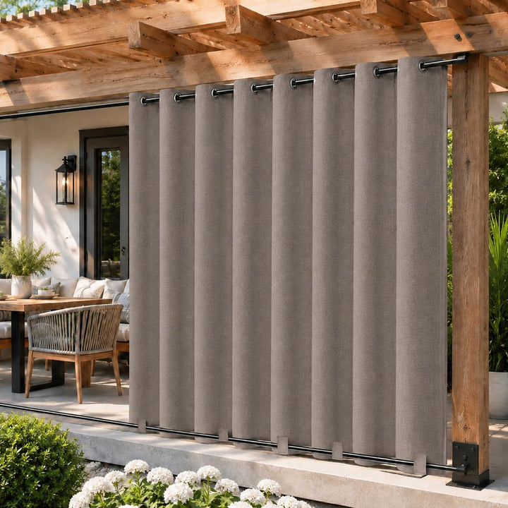 Rosnek Outdoor Vorhang Wetterfest Extra Breit B254 x H244 cm, 100% Blickdicht Winddicht mit Ösen Obe