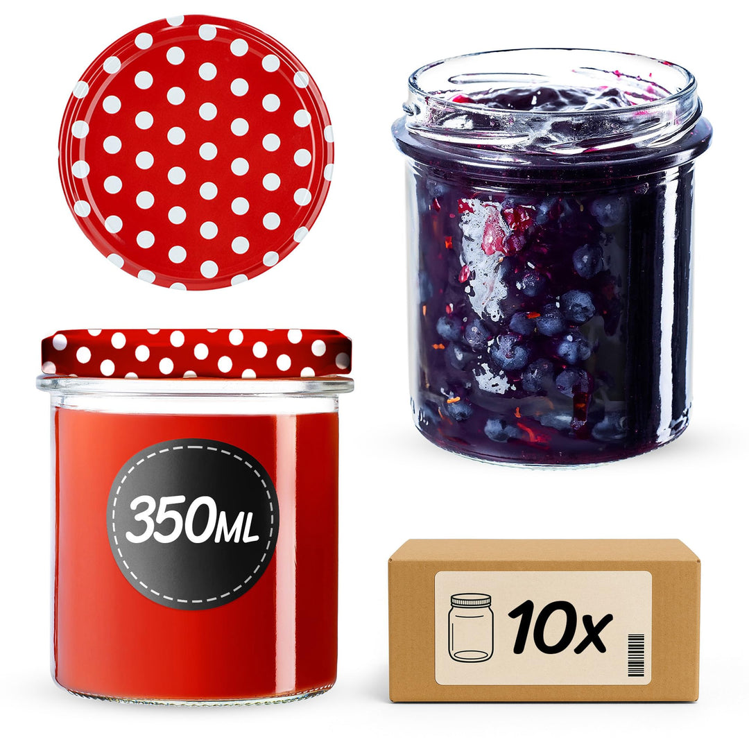 KADAX 10er Set Marmeladengläser 350ml TO82, Einmachgläser Vorratsgläser Mason Jar mit Schraubdeckel,
