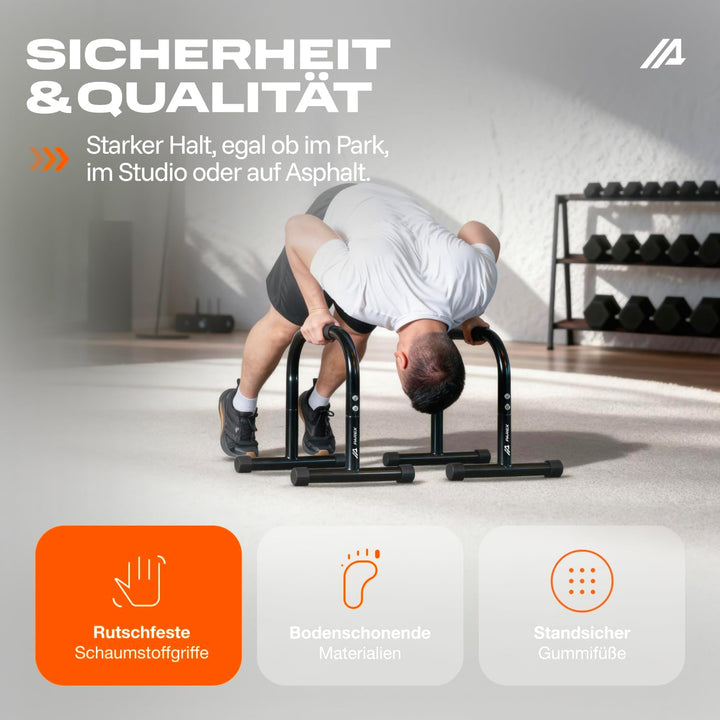 Parex Parallettes aus Stahl, gelenkschonende & rutschfeste Liegestützgriffe, Calisthenics Equipment