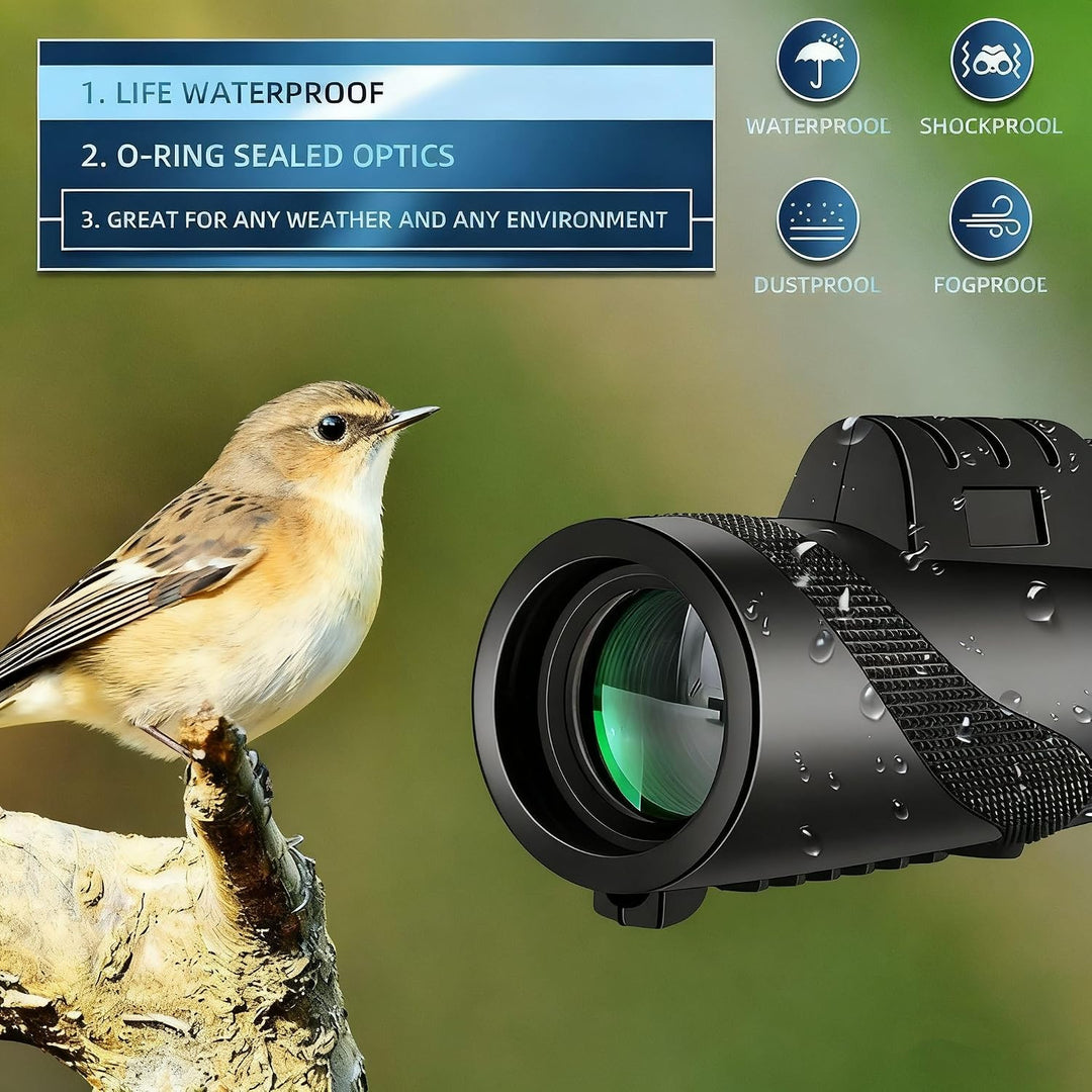 Mengshen 10x40 Monokular Teleskop Pro Kit mit Universal Handy Adapter Stativ für Smartphone Digiskop
