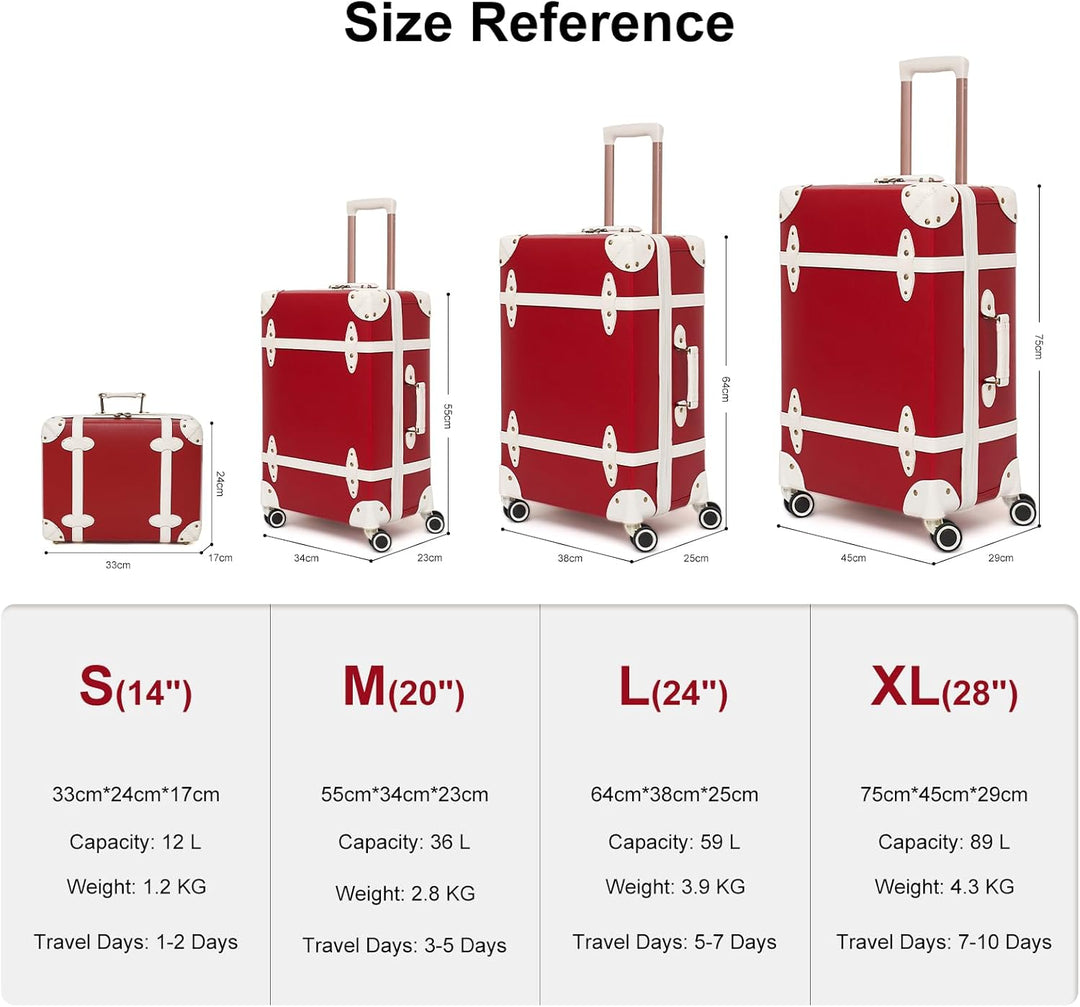Urecity Vintage Reisekoffer Set 2 Teilig Leicht Retro Lederkoffer Hartschale Trolley Handgepäck Sets