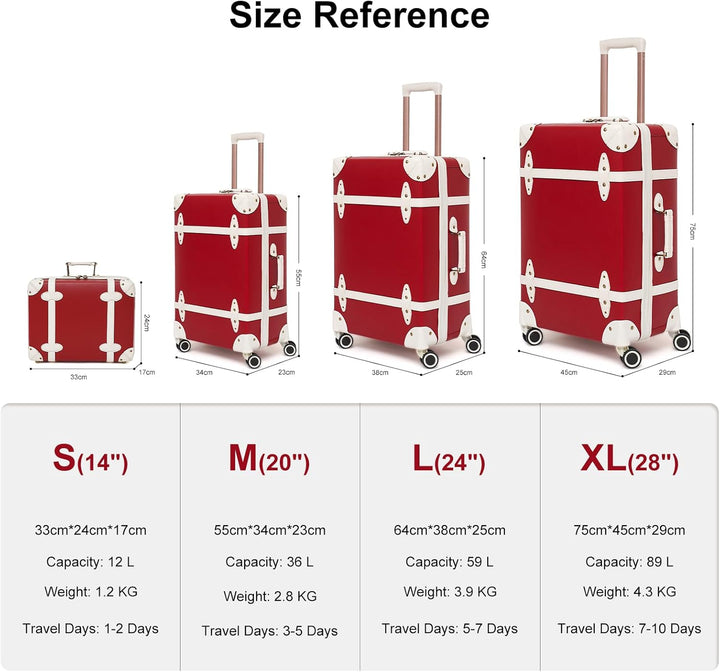 Urecity Vintage Reisekoffer Set 2 Teilig Leicht Retro Lederkoffer Hartschale Trolley Handgepäck Sets