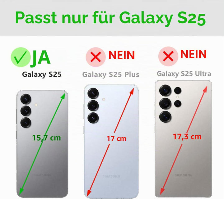 LENSUN Echtleder Handyhülle für Samsung Galaxy S25 5G, Lederhülle [Brieftasche][Bookstyle] Handytasc