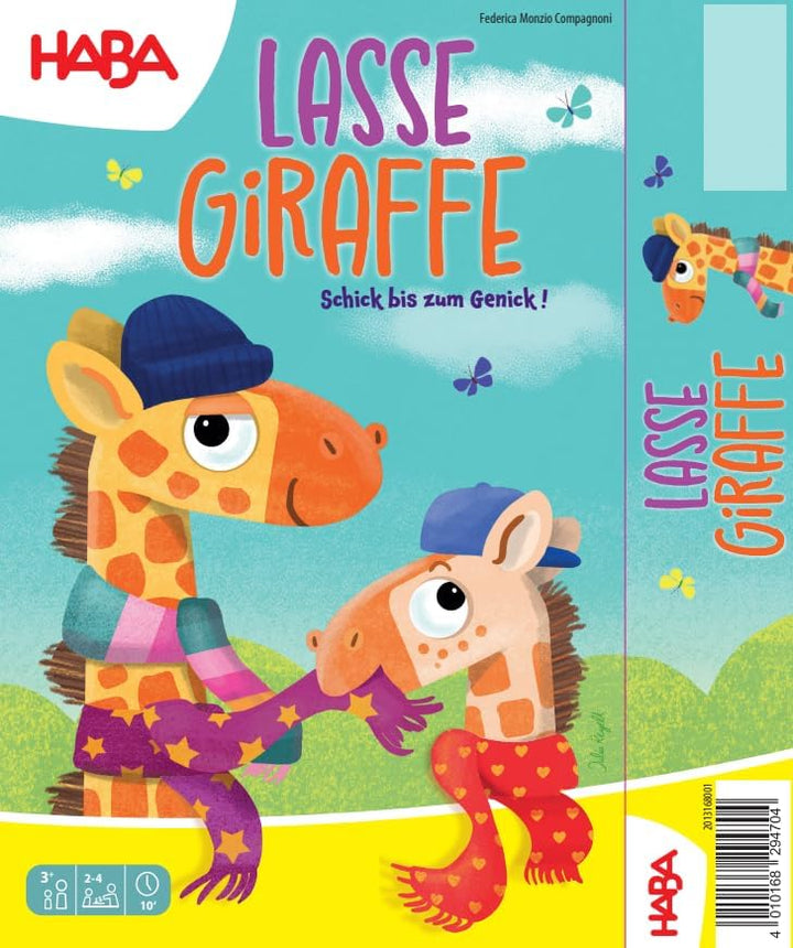 HABA Lasse Giraffe – Farbenfrohes Memo- &amp; Würfelspiel für Kinder ab 3 Jahren – Lustiges Sammelspiel