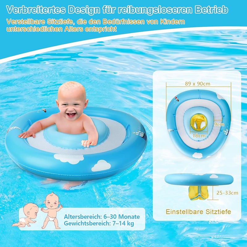 MYCARBON Baby Schwimmring mit verstellbare Schwimmsitz, UPF50+ Sonnendach, Spielzeug für Kinder Schw