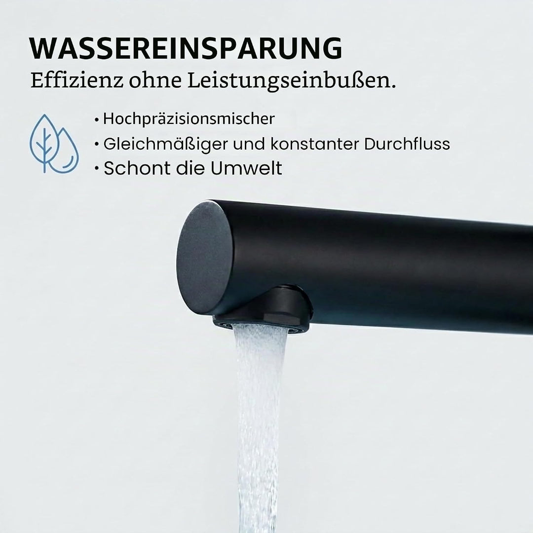VALAZ Wasserhahn Bad Schwarz Matt | Einhebelmischer Waschbecken, Warm und Kaltwassermischer, Wassers