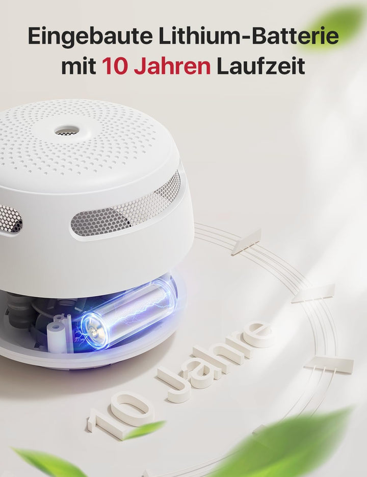 X-Sense Mini Rauchmelder mit 10 Jahre Batterie und Magnethalterung, photoelektrischer Feuermelder mi