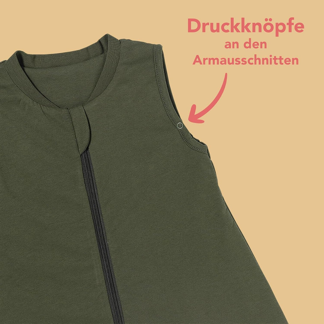 schlummersack Schlafsack mit Füssen ganzjährig 110 cm 2.5 Tog Olive | Kinder Schlafsack mit Beinen f