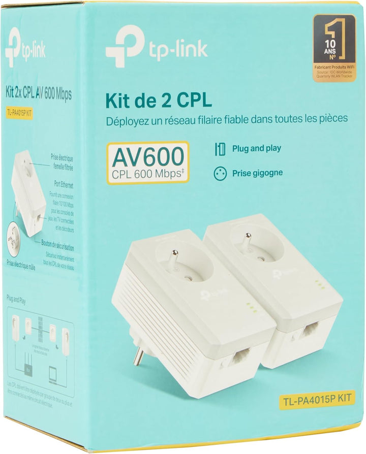 TP-Link CPL AV600 (600-Mbit/s-Debit), 1 Port Fast Ethernet, integrierte französische Version von Pri