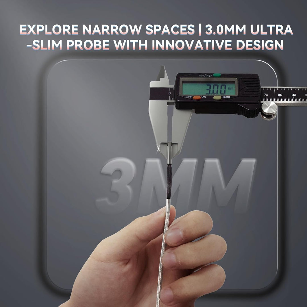 Ralcam Endoskopkamera mit Licht, Endoscope Camera mit 210° beweglichem Kopf, 3.0mm Sonde, 5" HD Bild