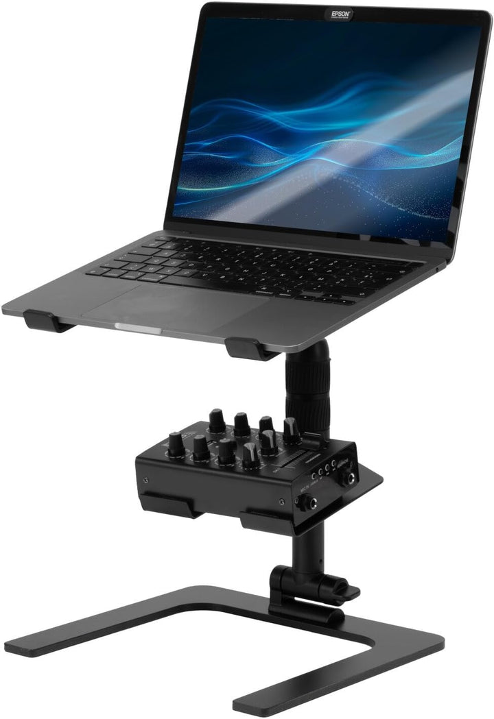 Ibiza - SLAP200 - Doppelständer für Laptop und einstellbares 360° DJ-Pult - Schwarz, SLAP200