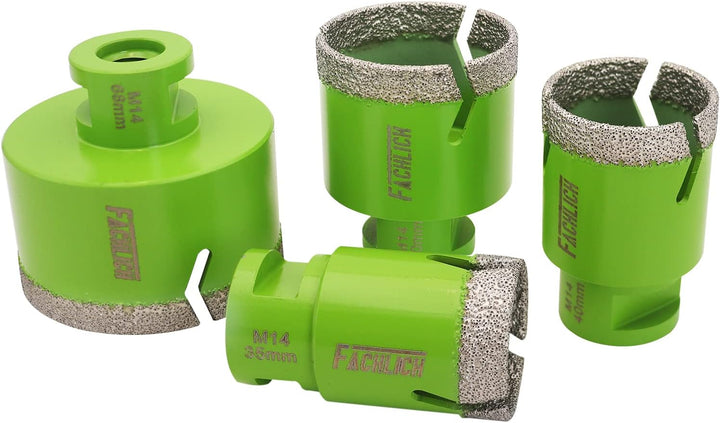 FACHLICH Diamant Fliesenbohrer Set 35/40/50/68mm M14 Diamantbohrer Lochsäge für Porzellan Fliese Gra