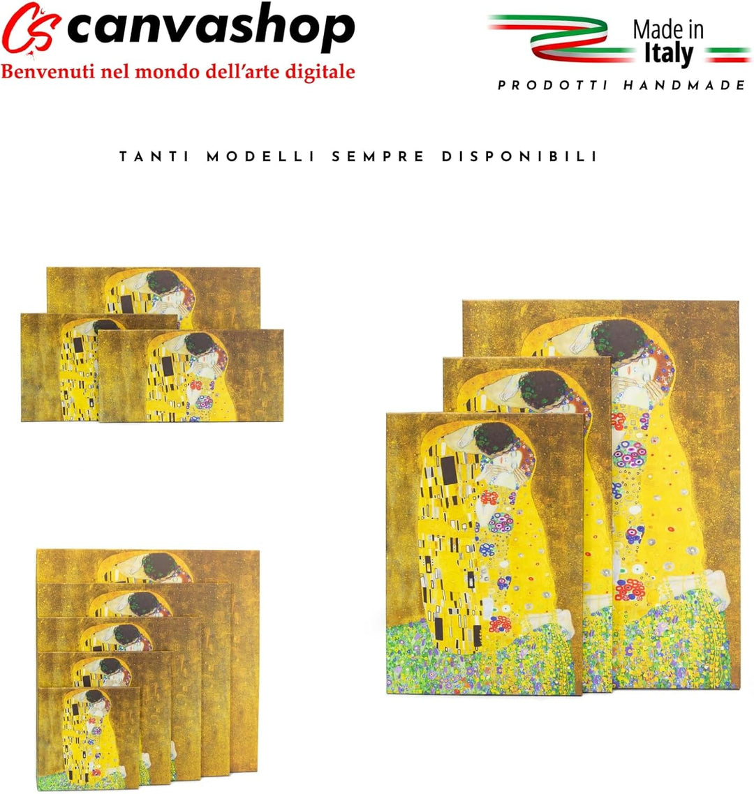 canvashop Moderne Bilder Wohnzimmer Der Kuss von Klimt cm 60 x 30 Wandbilder Vertikales Bild auf Lei