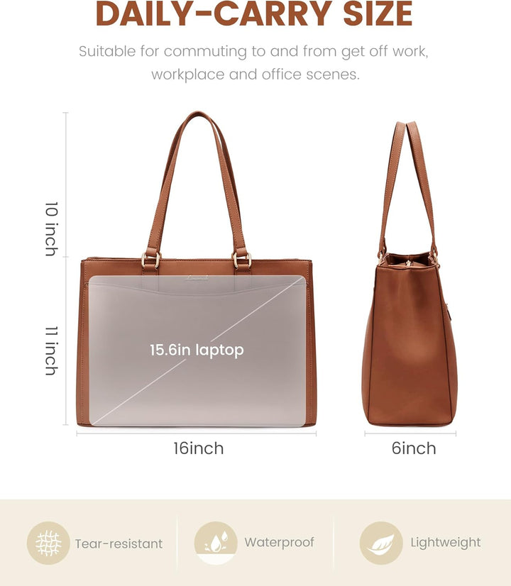 LOVEVOOK Laptoptasche Handtasche Damen 15,6 Zoll, Leicht Aktentasche Arbeitstasche Gross, Elegant La