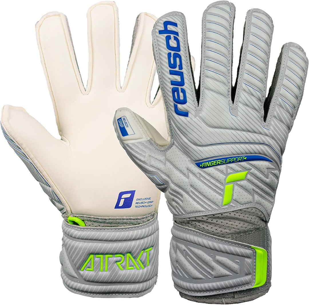 Reusch Jungen Attrakt Finger Support Junior Unisex Torwarthandschuhe mit Aussennaht Schnitt und Grip