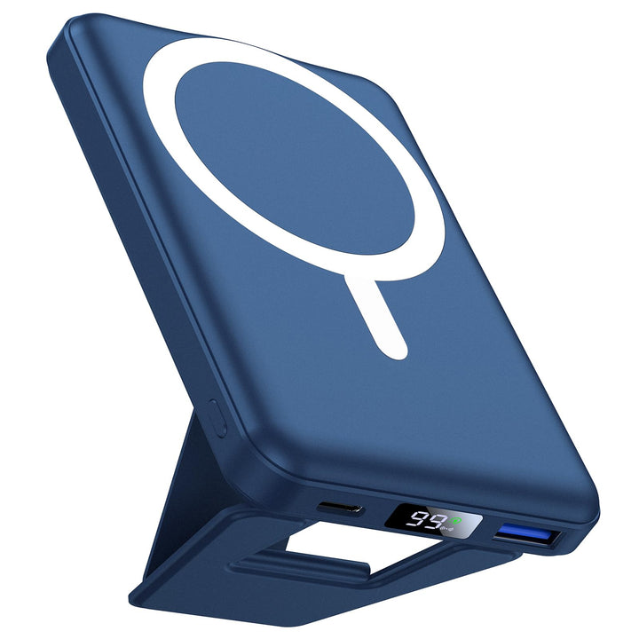 AOGUERBE Kabellose Powerbank, 10,000mAh Faltbarer Magnetische Power Bank PD 22,5W Schnellladen mit L