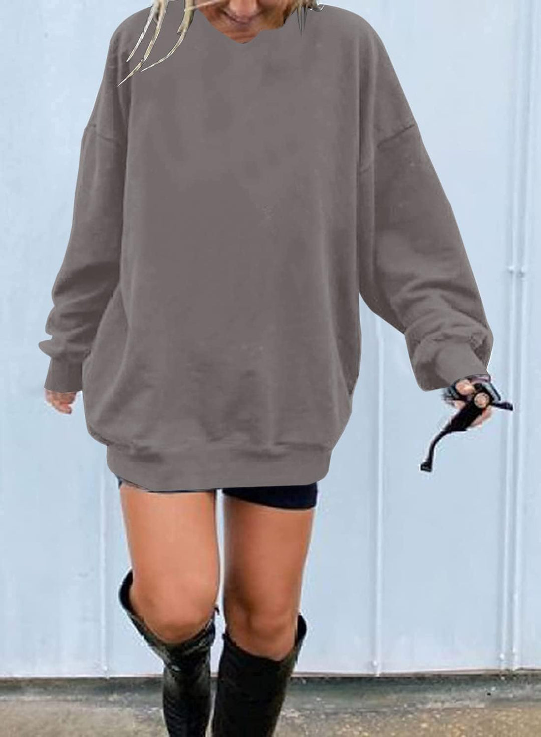 Sweatshirt Damen Los Angeles Pullover Oversized Langarmshirt Rundhals Basic Loose Tops Ohne Kapuze T