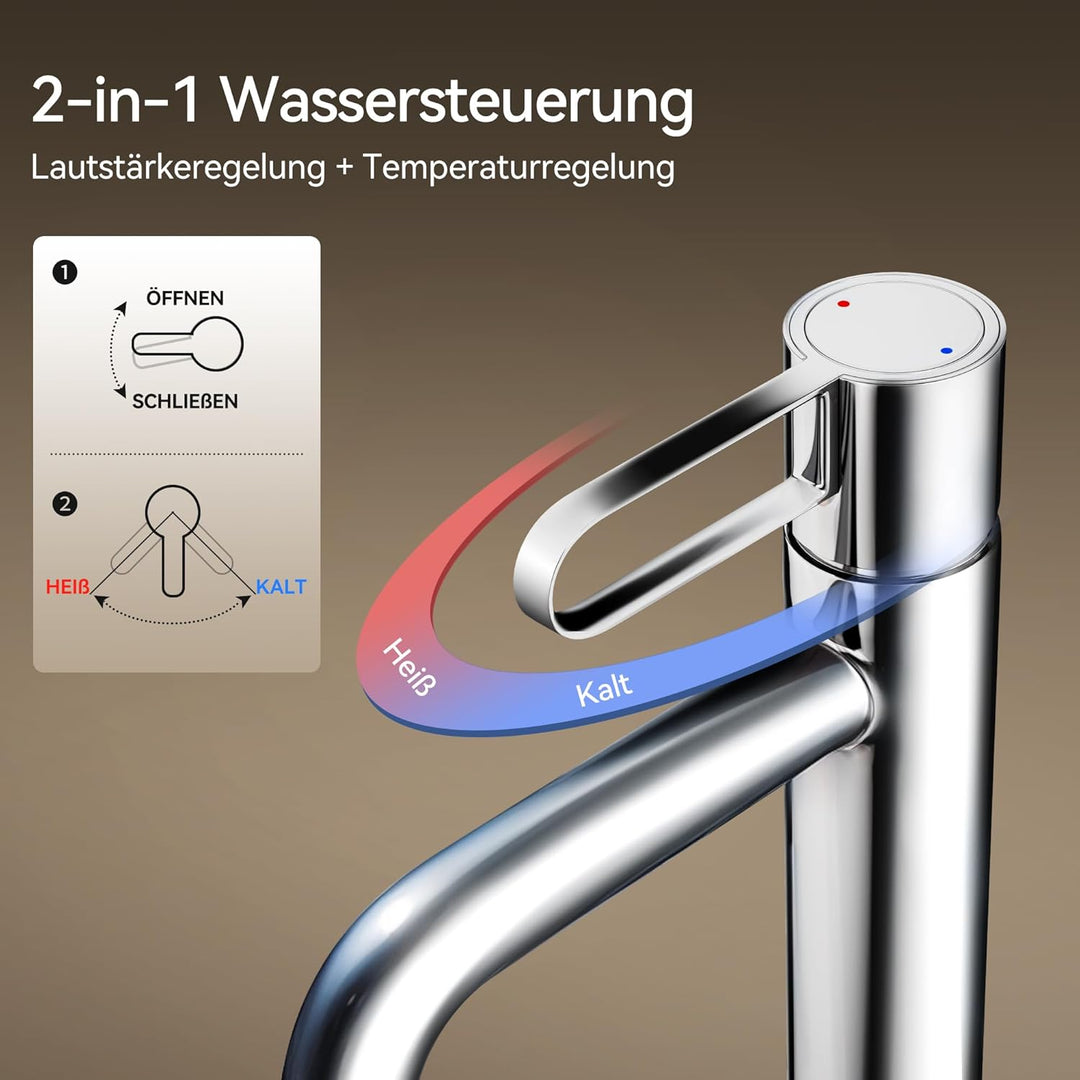 ALPHA HOME Mischbatterie Bad Wasserhahn Badarmatur Waschtischarmatur mit Wassersparfunktion, Einhebe