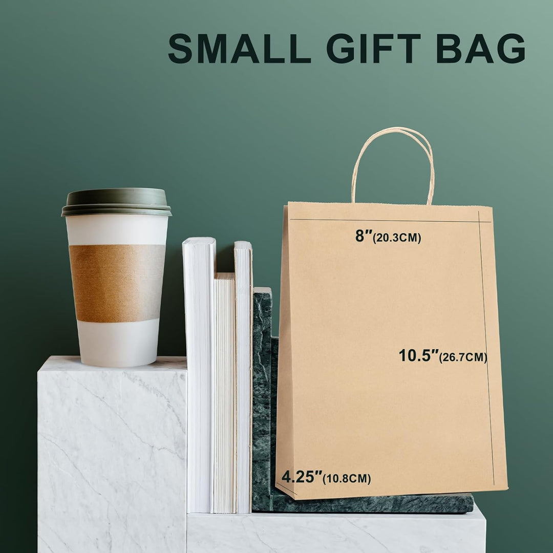 Switory 100pc Kraft Papiertüte, 20cm x 12cm x 26,5cm Brown Shopping Geschenktüte mit verdrehten Grif