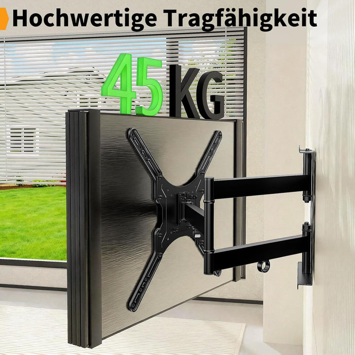 TV Wandhalter, Full Motion TV Halterung für 23-55 Zoll Flachfernseher bis 45 Kg, Wandhalter TV Halte