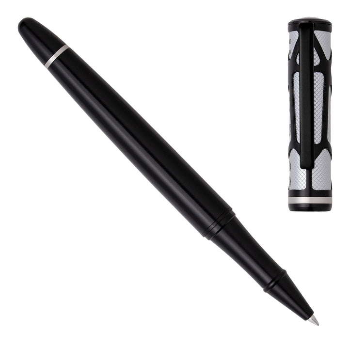 Hugo Boss Craft Tintenroller aus Messing in der Farbe Chrome, Länge: 14,3cm, Tintenfarbe: Schwarz, H