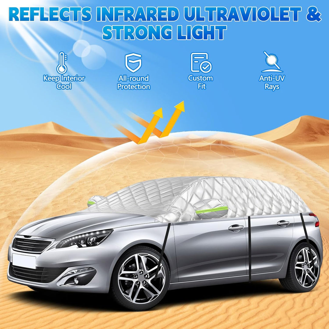 Halbe Autoabdeckung für Peugeot 308, Verdickte Halbgarage Sommer, Outdoor Abdeckplane, Schutz vor So