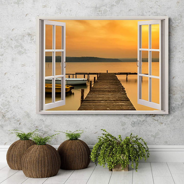 Feeby Leinwandbild 3D Illusion Bild Kunstdruck Landschaft Braun 30x20 cm 30L x 20B cm M_14916, 30L x