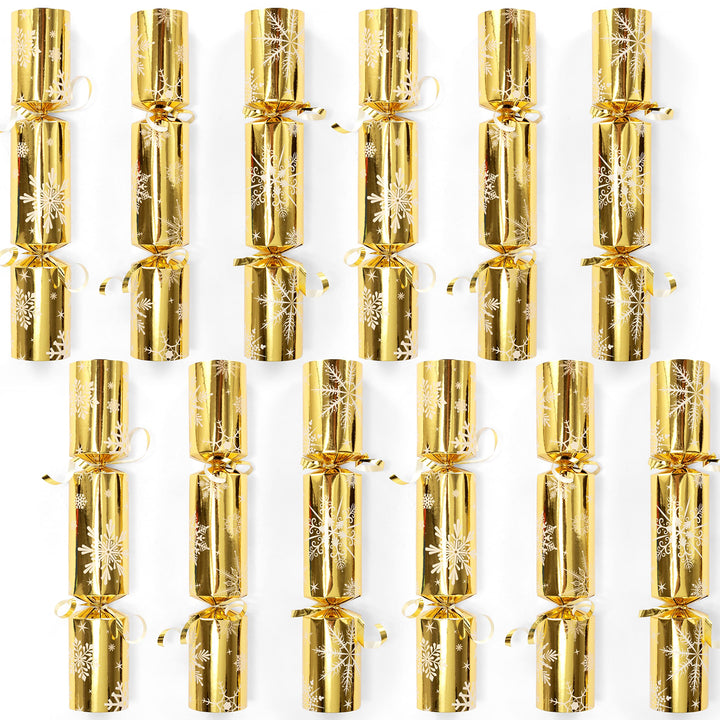 JOYIN 12er-Pack Xmas Geschenk-Tischgeschenke mit goldenem Schneeflocken-Design, ohne Druckknopf, mit
