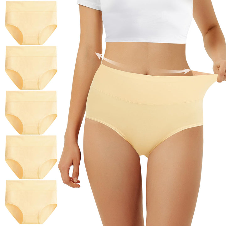 FALARY Unterhosen Damen Baumwolle Hohe Taille 5er Pack Stretch Atmungsaktiv Panties Weich Frauen Unt