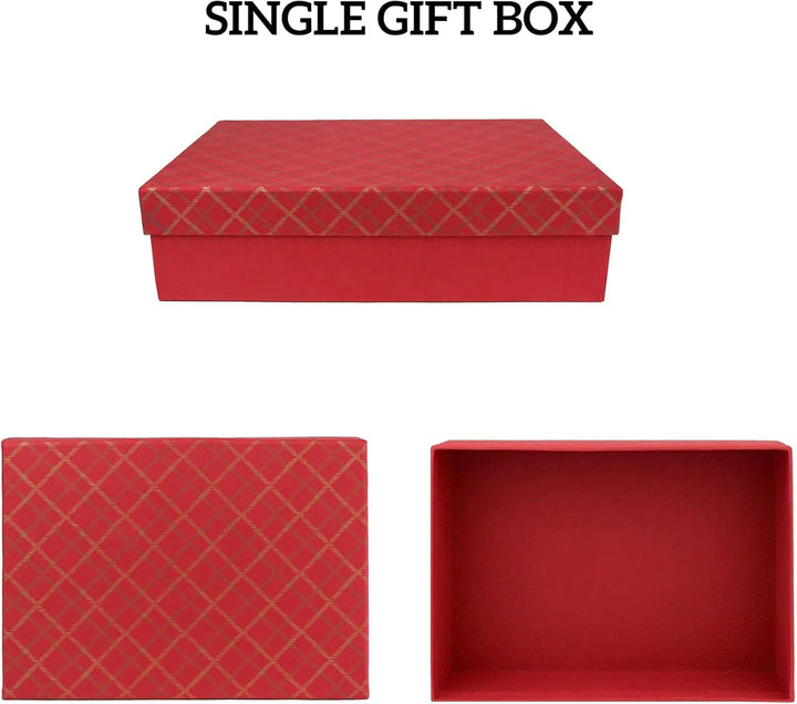 Emartbuy Handgefertigte Geschenkbox aus Baumwollpapier, kariert, rot, 38 x 27 x 10 cm (15 x 10,6 x 3
