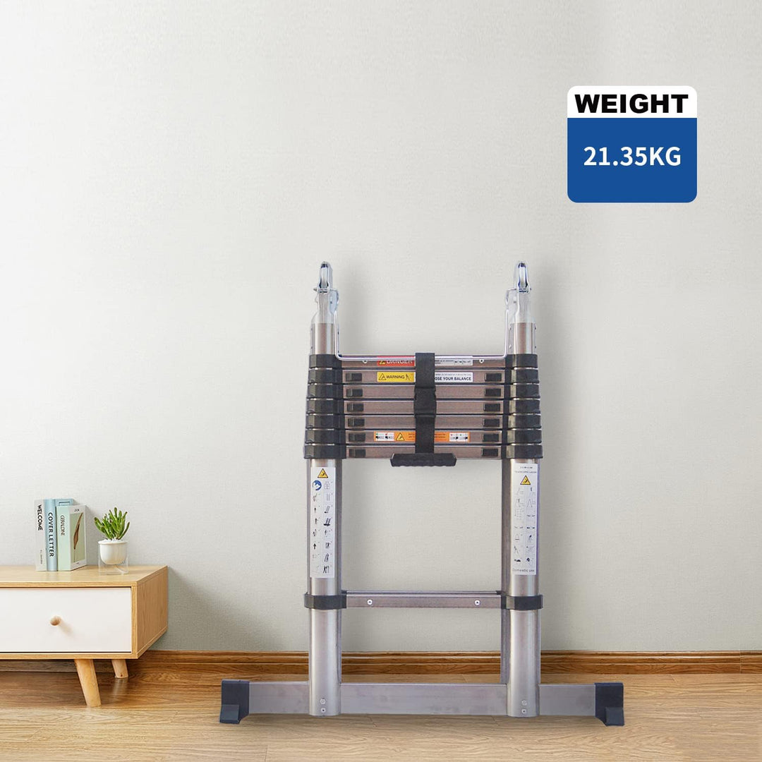 Teleskopleiter 2,6M Ausziehbare Leiter, Klappleiter Stehleiter Rutschfester, aus hochwertigem Edelst