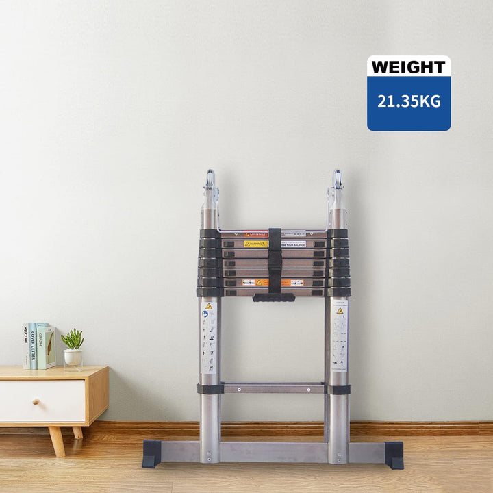 Teleskopleiter 2,6M Ausziehbare Leiter, Klappleiter Stehleiter Rutschfester, aus hochwertigem Edelst