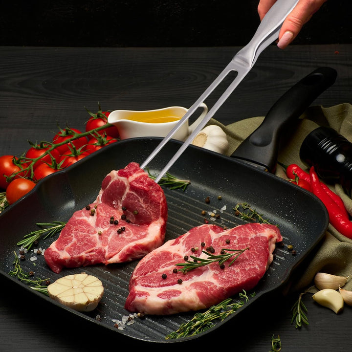 2 Stück Fleischgabel Edelstahl Tranchiergabel mit Ergonomischem Griff Grillgabel Edelstahl Länge 27