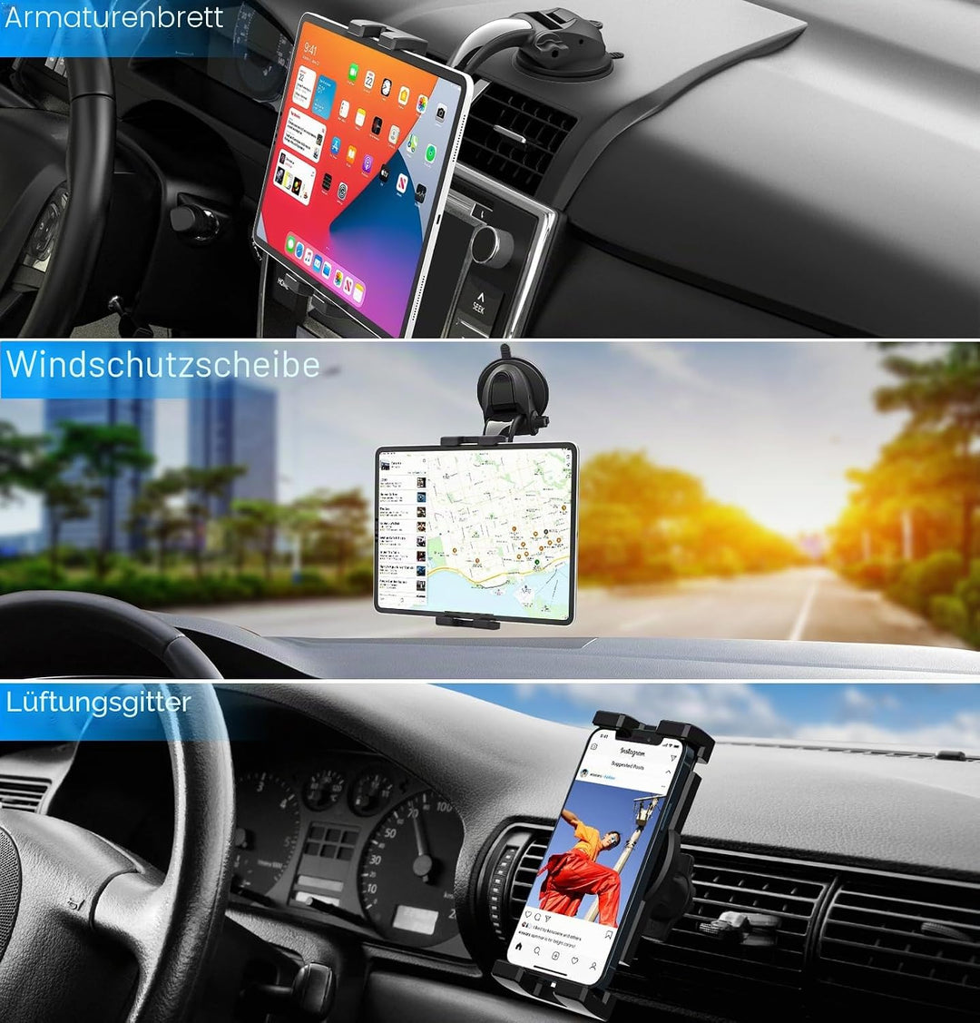woleyi Tablet Halterung Auto Saugnapf, Armaturenbrett Windschutzscheibe Lüftung KFZ Tablet Halterung